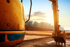 Excavatrice de chantier de construction Photo stock Excavatrice de chantier de construction Photo stock