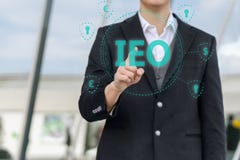 Exchange Offering IEO graphic and businessman royalty free stock images Exchange Offering IEO graphic and businessman royalty free stock images