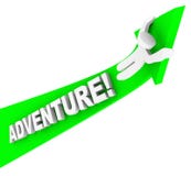 Excitation de Person Riding Arrow Up Fun d'aventure illustration stock Excitation de Person Riding Arrow Up Fun d'aventure illustration stock