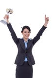 Excited Business Woman Winning A Trophy Royalty Free Stock Photos Excited Business Woman Winning A Trophy Royalty Free Stock Photos