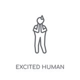 excited human linear icon. Modern outline excited human logo con royalty free illustration excited human linear icon. Modern outline excited human logo con royalty free illustration
