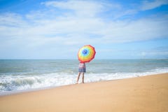 Excited romantic female having fun on beach walk on sunny outdoors background stock images Excited romantic female having fun on beach walk on sunny outdoors background stock images