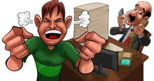 The executive too much busy and agry boy Stock Photos The executive too much busy and agry boy Stock Photos
