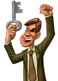 Executivo e a chave grande ilustração do vetor