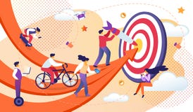 Executivos que movem-se por setas para o alvo comum ilustração royalty free Executivos que movem-se por setas para o alvo comum ilustração royalty free