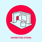 Exhibition banner stand vector line icon. Advertising sign royalty free illustration Exhibition banner stand vector line icon. Advertising sign royalty free illustration