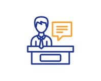 Exhibitors line icon. Information desk sign. Vector vector illustration Exhibitors line icon. Information desk sign. Vector vector illustration