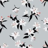 Exotic lilies grey seamless vector print royalty free illustration Exotic lilies grey seamless vector print royalty free illustration
