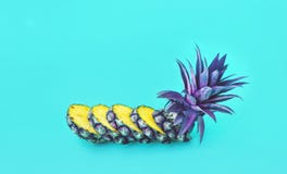 Exotic of pineapple slice on pastel color background. Royalty Free Stock Photos Exotic of pineapple slice on pastel color background. Royalty Free Stock Photos