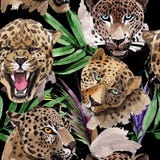 Exotisches Muster des wilden Tieres des Leoparden in einer Aquarellart lizenzfreie abbildung Exotisches Muster des wilden Tieres des Leoparden in einer Aquarellart lizenzfreie abbildung