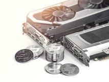 Exploitation de Dashcoin Utilisant les cartes vidéo puissantes pour extraire et gagner le concept de cryptocurrencies illustration libre de droits Exploitation de Dashcoin Utilisant les cartes vidéo puissantes pour extraire et gagner le concept de cryptocurrencies illustration libre de droits