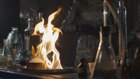 Explosion during the experiment. Unsuccessful experiment in the chemical laboratory. stock video Explosion during the experiment. Unsuccessful experiment in the chemical laboratory. stock video