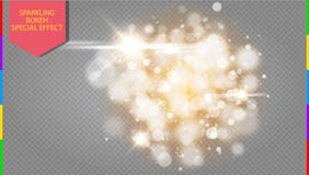 Explosão dourada do efeito da luz do bokeh com projeto moderno das faíscas ilustração do vetor Explosão dourada do efeito da luz do bokeh com projeto moderno das faíscas ilustração do vetor