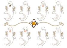 Expresiones faciales del fantasma de Halloween fijadas ilustración del vector Expresiones faciales del fantasma de Halloween fijadas ilustración del vector