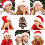 Expressions of kids having fun at christmas time