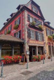Exterior View of Relais & Chateau Hotel Chambard in Kaysersberg royalty free stock photos Exterior View of Relais & Chateau Hotel Chambard in Kaysersberg royalty free stock photos