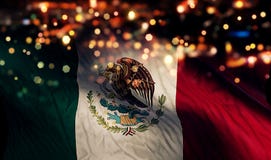 Extracto de Bokeh de la noche de la luz de la bandera nacional de México fotos de archivo Extracto de Bokeh de la noche de la luz de la bandera nacional de México fotos de archivo