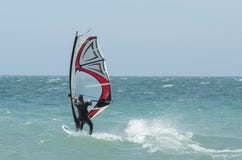 Windsurfer rides in the Black sea. Anapa, Russia royalty free stock photos Windsurfer rides in the Black sea. Anapa, Russia royalty free stock photos