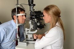 Eye Doctor With Patient During Exam