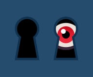 Eye looking through keyhole vector illustration Eye looking through keyhole vector illustration