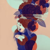 Eyecatching красивое художественное произведение женщины с розами и влияния цвета в duotone стоковая фотография Eyecatching красивое художественное произведение женщины с розами и влияния цвета в duotone стоковая фотография