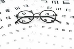 Eyeglasses i wizualny acuity sporządzają mapę w białym tle obrazy stock Eyeglasses i wizualny acuity sporządzają mapę w białym tle obrazy stock