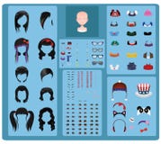 Żeński avatar producent - czarni włosy ilustracja wektor Żeński avatar producent - czarni włosy ilustracja wektor