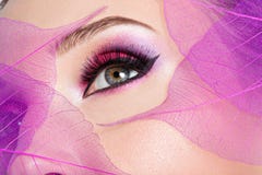 Żeński oko z pięknej mody jaskrawym różowym makeup fotografia royalty free Żeński oko z pięknej mody jaskrawym różowym makeup fotografia royalty free