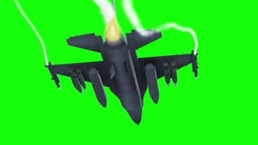 F16 Aviones De Combate Pantalla Verde Chorro Abajo Fondo De Representación  3d Almacen De Video - Vídeo de ejército, fondo: 177483891