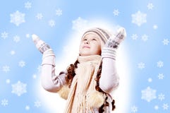 för flakeflicka för bakgrund blå vinter för snow royaltyfri fotografi för flakeflicka för bakgrund blå vinter för snow royaltyfri fotografi