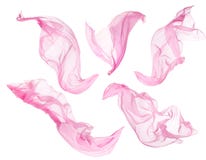 Fabric Cloth Flowing on Wind, Flying Blowing Pink Silk, White