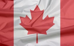 Fabric flag of Canada. Crease of Canadian flag background. stock photography Fabric flag of Canada. Crease of Canadian flag background. stock photography