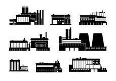 Fabriek, machts en productie geïsoleerde pictogrammen van het installatie de zwarte silhouet Zware industrie vectorsymbolen vector illustratie Fabriek, machts en productie geïsoleerde pictogrammen van het installatie de zwarte silhouet Zware industrie vectorsymbolen vector illustratie