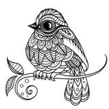 Fabulous sparrow black silhouette in flowers. illustration vector illustration Fabulous sparrow black silhouette in flowers. illustration vector illustration