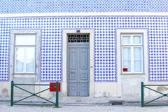 Facade House Blue White Mosaic Tiles, Lisbon, Portugal Stock Photography Facade House Blue White Mosaic Tiles, Lisbon, Portugal Stock Photography