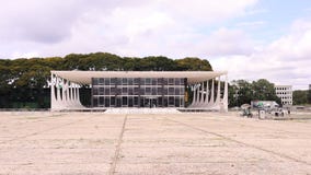 Facade of the Supreme Federal Court  Supremo Tribunal Federal - STF , the highest court in Brazil, located the Brasilia`s city.