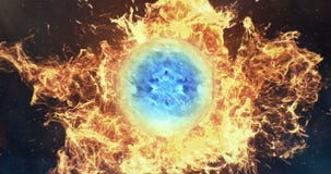 Faccia segno al ciclo del fondo VJ - sfera blu della lente particelle arancio 4k del fuoco Faccia segno al ciclo del fondo VJ - sfera blu della lente particelle arancio 4k del fuoco
