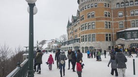 Facciata di Québec, Canada Fairmont Le Chateau Frontenac fotografie stock libere da diritti Facciata di Québec, Canada Fairmont Le Chateau Frontenac fotografie stock libere da diritti