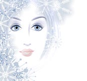 Face da beleza do inverno da mulher ilustração royalty free Face da beleza do inverno da mulher ilustração royalty free