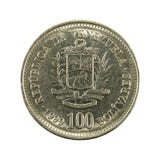 100 face de la pièce de monnaie 1999 de bolivar de Vénézuélien photographie stock libre de droits 100 face de la pièce de monnaie 1999 de bolivar de Vénézuélien photographie stock libre de droits