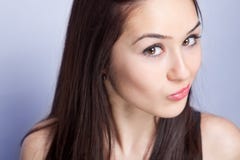 Face of funny playful young woman stock images Face of funny playful young woman stock images