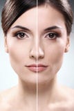 Face Of Woman Before And After Retouch Stock Photos Face Of Woman Before And After Retouch Stock Photos