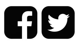 Facebook en de zwarte pictogrammen van Twitter royalty-vrije illustratie Facebook en de zwarte pictogrammen van Twitter royalty-vrije illustratie