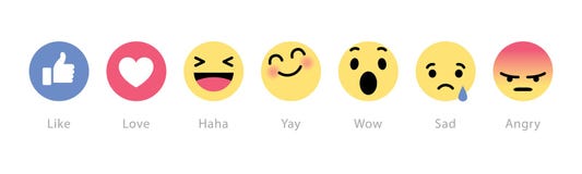 Facebook rullar ut fem nya reaktionsknappar vektor illustrationer Facebook rullar ut fem nya reaktionsknappar vektor illustrationer