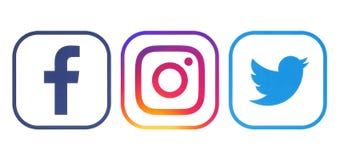 Facebook, Twitter and Instagram logos
