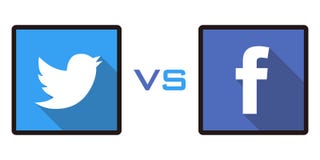 Facebook vs Twitter. Editorial image. Eps file available Facebook vs Twitter. Editorial image. Eps file available