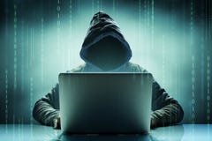 Faceless Anonymous Computer Hacker With Laptop Stock Photography Faceless Anonymous Computer Hacker With Laptop Stock Photography