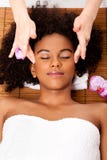 Facial temple massage in beauty spa