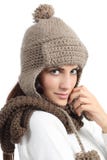 Facial woman portrait warmly clothed in winter royalty free stock image Facial woman portrait warmly clothed in winter royalty free stock image