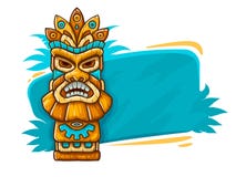 Fahne mit ethnischer traditioneller Stammes- Maske Tiki Stockbilder Fahne mit ethnischer traditioneller Stammes- Maske Tiki Stockbilder
